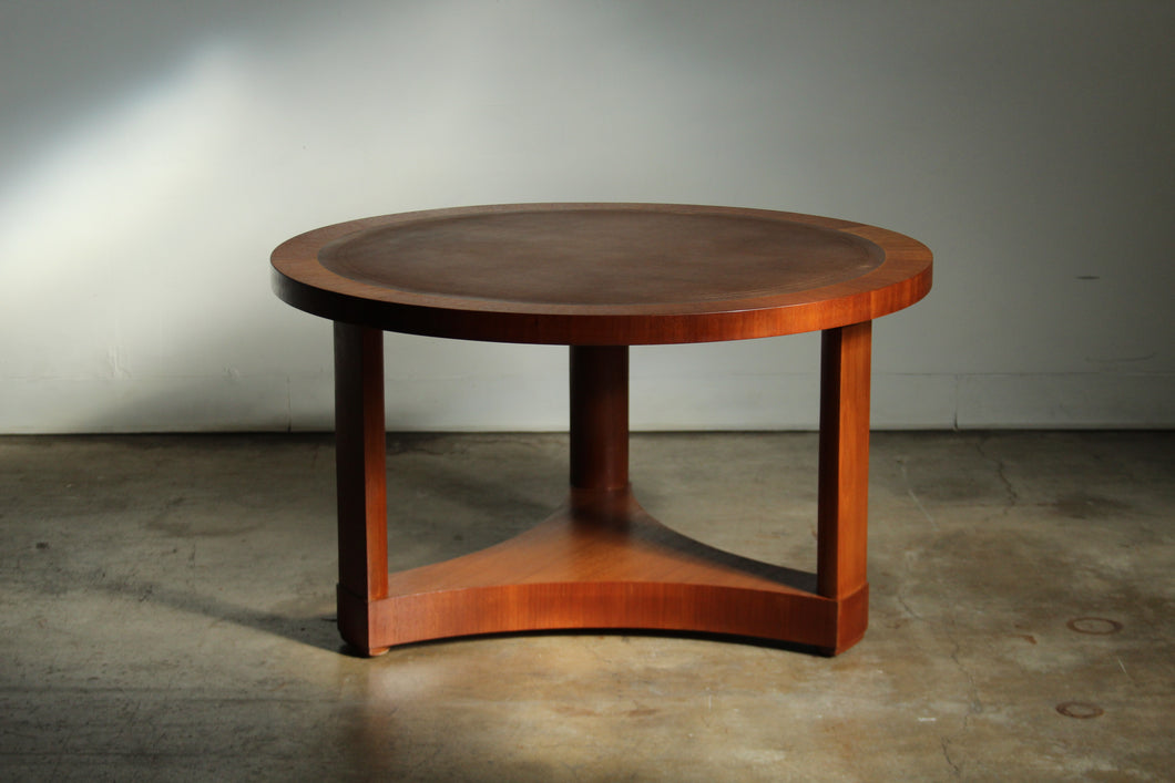 Edward Wormley Leather Top and Mahogany Cocktail Table, 1950s