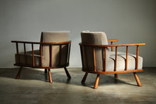 Load image into Gallery viewer, T.H. Robsjohn Gibbings Early Walnut and Velvet Lounge Chairs for Widdicomb, 1951
