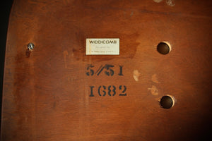 T.H. Robsjohn Gibbings Early Walnut and Velvet Lounge Chairs for Widdicomb, 1951