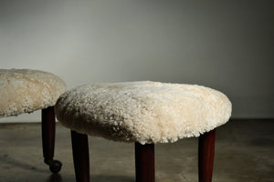 Adrian Pearsall for Craft Associates Shearling and Walnut Foot Stools, 1960s