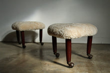 Load image into Gallery viewer, Adrian Pearsall for Craft Associates Shearling and Walnut Foot Stools, 1960s

