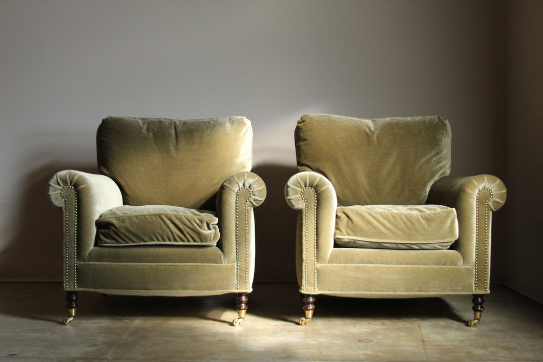 George Smith Mohair Club Chairs, A Pair, 2000s