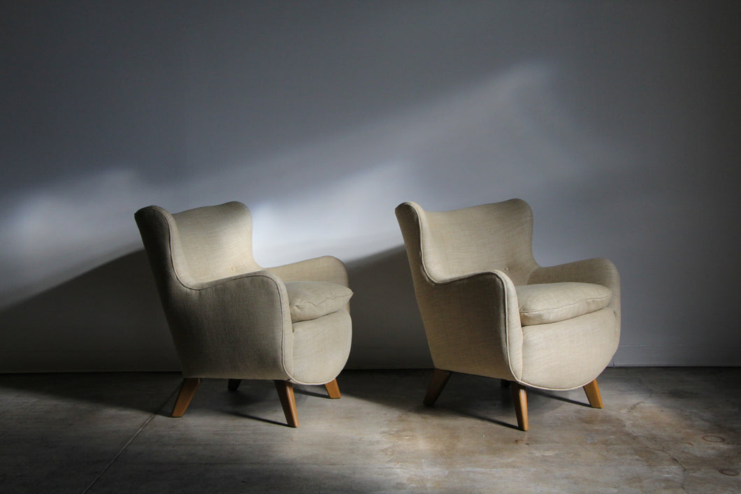 George Nelson Early Model '4688' Wingback Lounge Chairs for Herman Miller, 1940s
