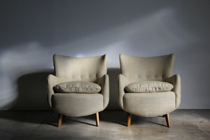 George Nelson Early Model '4688' Wingback Lounge Chairs for Herman Miller, 1940s