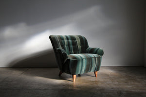 Greta Grossman Rare Velvet Lounge Chair for Barker Brothers, 1940s