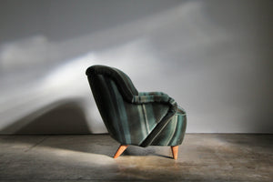 Greta Grossman Rare Velvet Lounge Chair for Barker Brothers, 1940s