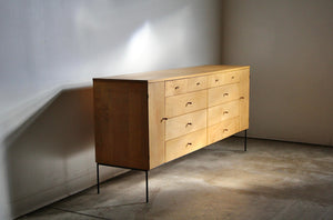 Paul McCobb "20-Drawer" Maple Dresser With Iron Base for Winchendon, 1950s