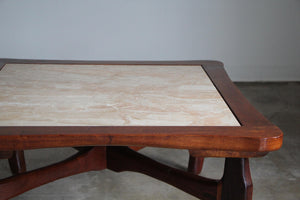 1970s Don Shoemaker Mexican Rosewood & Marble Coffee Table