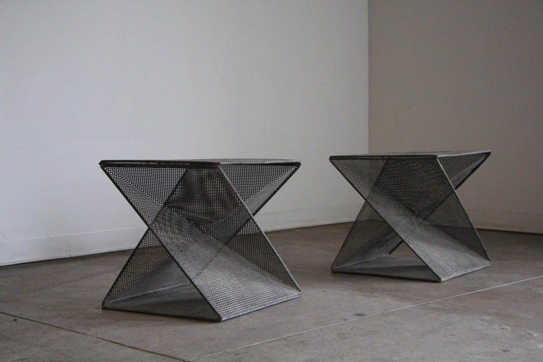 1980s Mathieu Matégot Style Geometric Side Tables