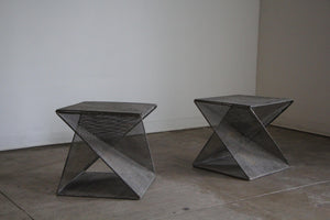 1980s Mathieu Matégot Style Geometric Side Tables