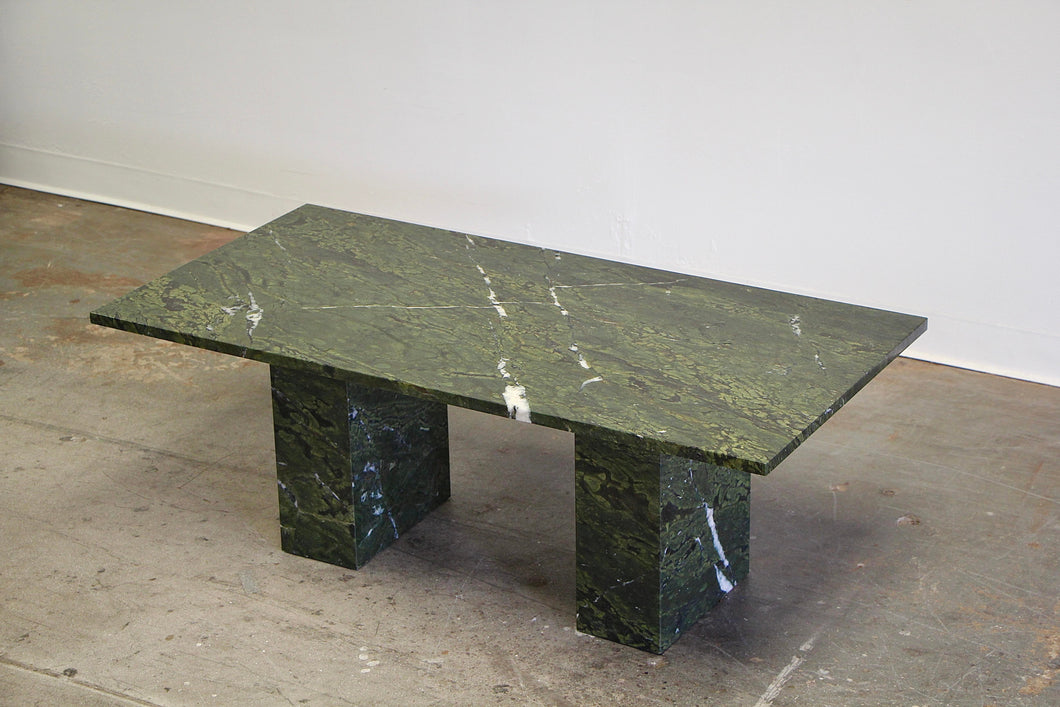 Custom Green Marble Coffee Table, 1980s
