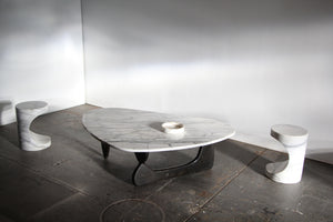 Early "IN-50" Coffee Table by Isamu Noguchi with Custom Carrara Marble Top, 1950s