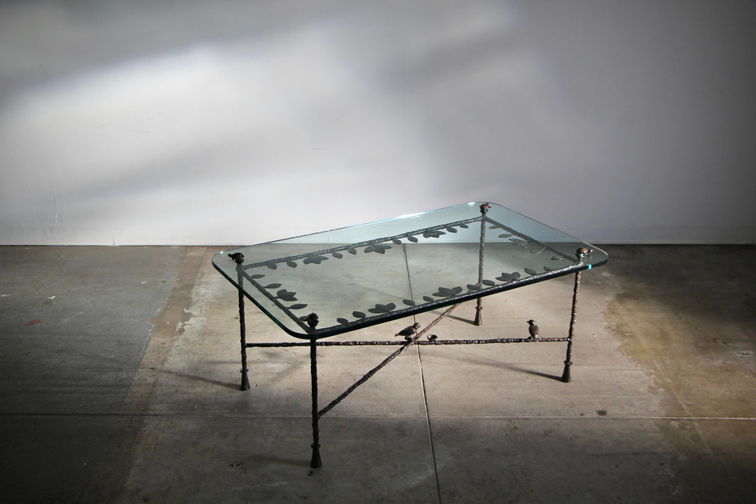 After Diego Giacometti Sculpted Bronze Coffee Table, 1980s