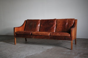 Borge Mogensen Distressed Leather Sofa, 1960s