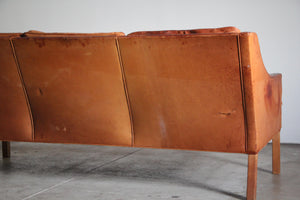 Borge Mogensen Distressed Leather Sofa, 1960s