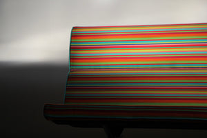 Charles and Ray Eames Compact Sofa in Alexander Girard Miller Stripe Fabric