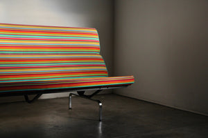 Charles and Ray Eames Compact Sofa in Alexander Girard Miller Stripe Fabric