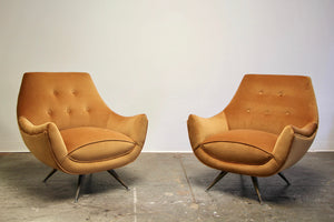 Henry Glass Velvet Lounge Chairs, 1950s