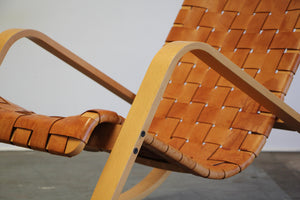 Luigi Crassevig Sculptural Leather Strap Rocking Chair, 1980s