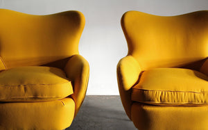 Ernst Schwadron Sculptural Wool Lounge Chairs, 1940s